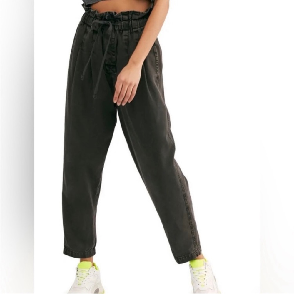 Free People Margate Pleated Trouser charcoal Gray Size M